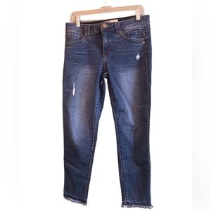 Democracy 'Ab'Solution Lightly Distressed Raw Hem Skinny Leg Jeans Size 8